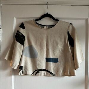 Eve Gravel Cropped Linen Shirt